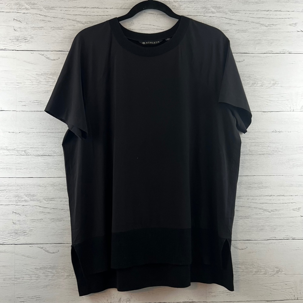 Athleta Black Crew Neck Short Sleeve T Shirt Size M